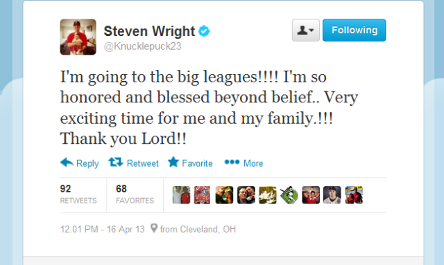 Wright took to Twitter to express his excitement