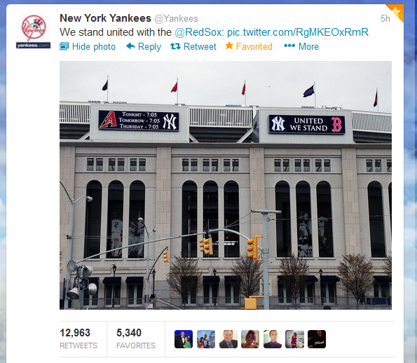 A touching display outside Yankee Stadium from typically hated rivals